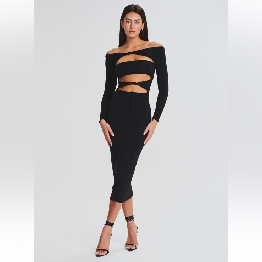 SER.O.YA Black Cutout Midi Dress NWT